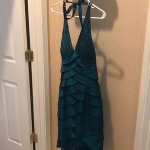 Dark Turquoise Cache backless dress